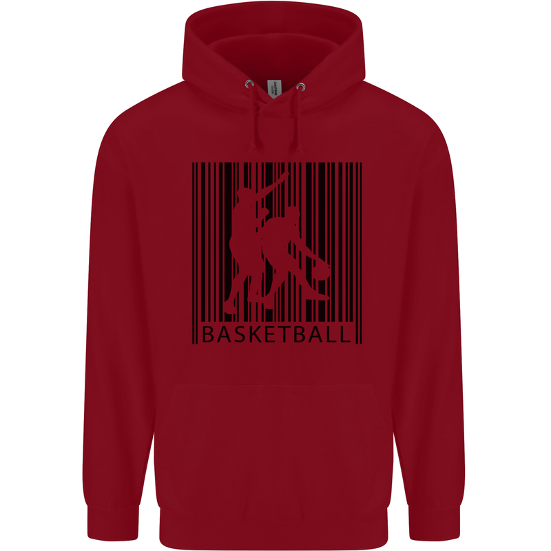 Basketball Barcode Player Childrens Kids Hoodie Red