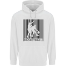 Basketball Barcode Player Childrens Kids Hoodie White