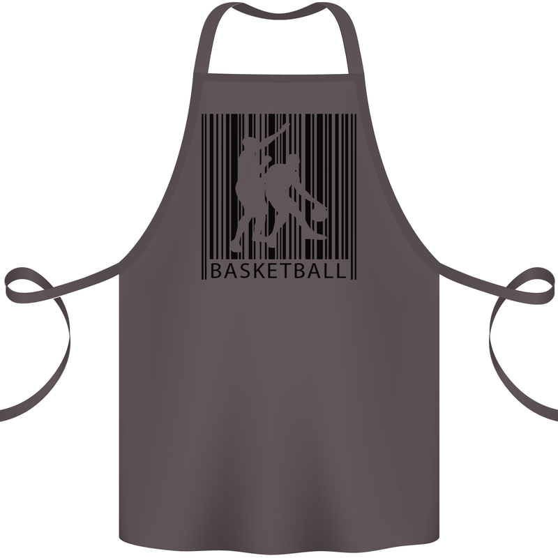 Basketball Barcode Player Cotton Apron 100% Organic Dark Grey