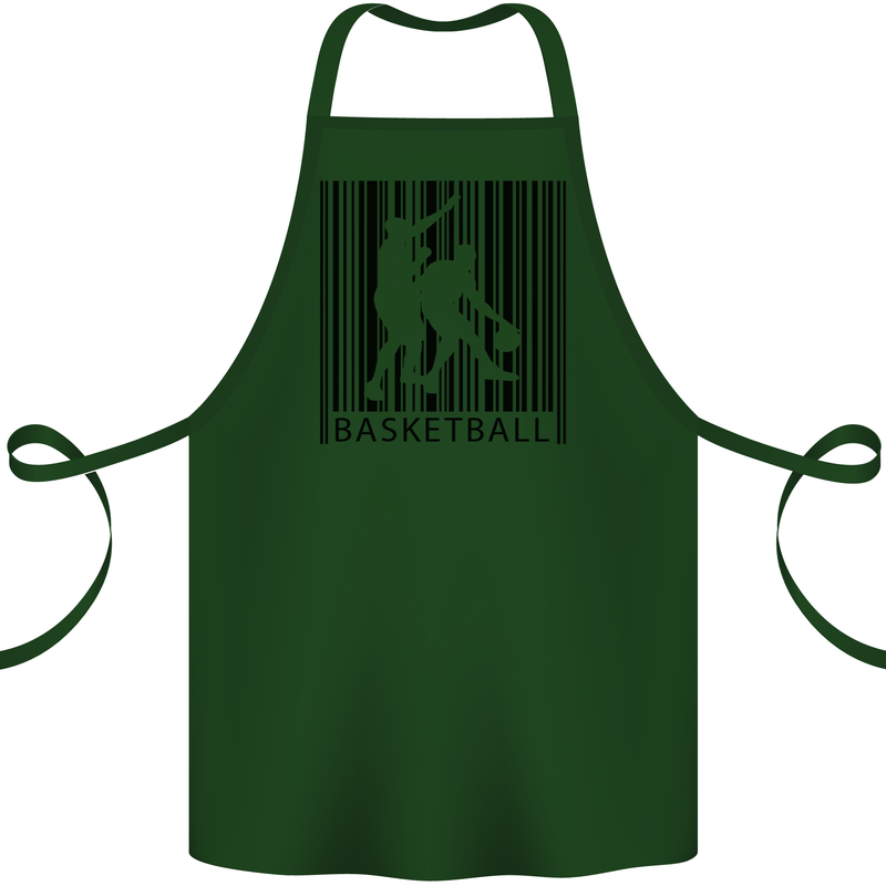 Basketball Barcode Player Cotton Apron 100% Organic Forest Green