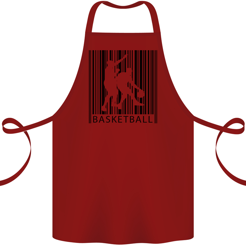 Basketball Barcode Player Cotton Apron 100% Organic Maroon