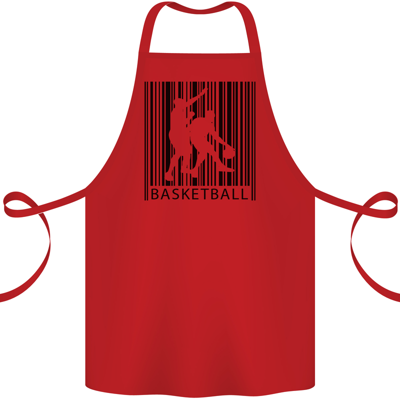 Basketball Barcode Player Cotton Apron 100% Organic Red