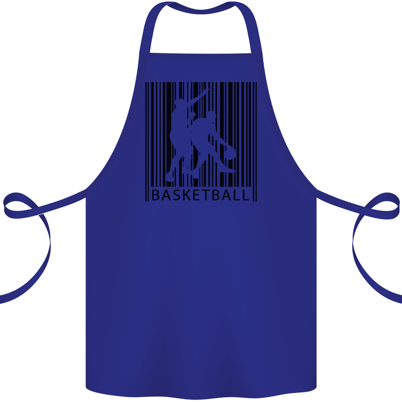 Basketball Barcode Player Cotton Apron 100% Organic Royal Blue