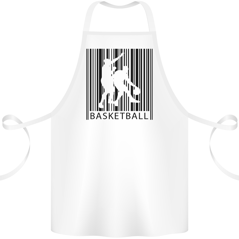Basketball Barcode Player Cotton Apron 100% Organic White