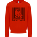 Basketball Barcode Player Kids Sweatshirt Jumper Bright Red