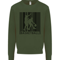 Basketball Barcode Player Kids Sweatshirt Jumper Forest Green