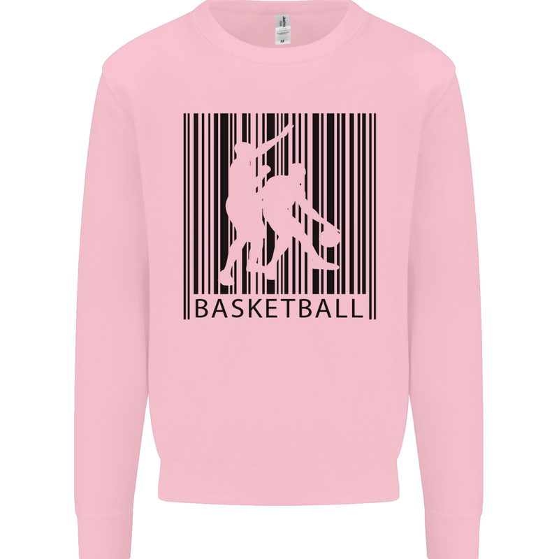 Basketball Barcode Player Kids Sweatshirt Jumper Light Pink