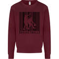 Basketball Barcode Player Kids Sweatshirt Jumper Maroon