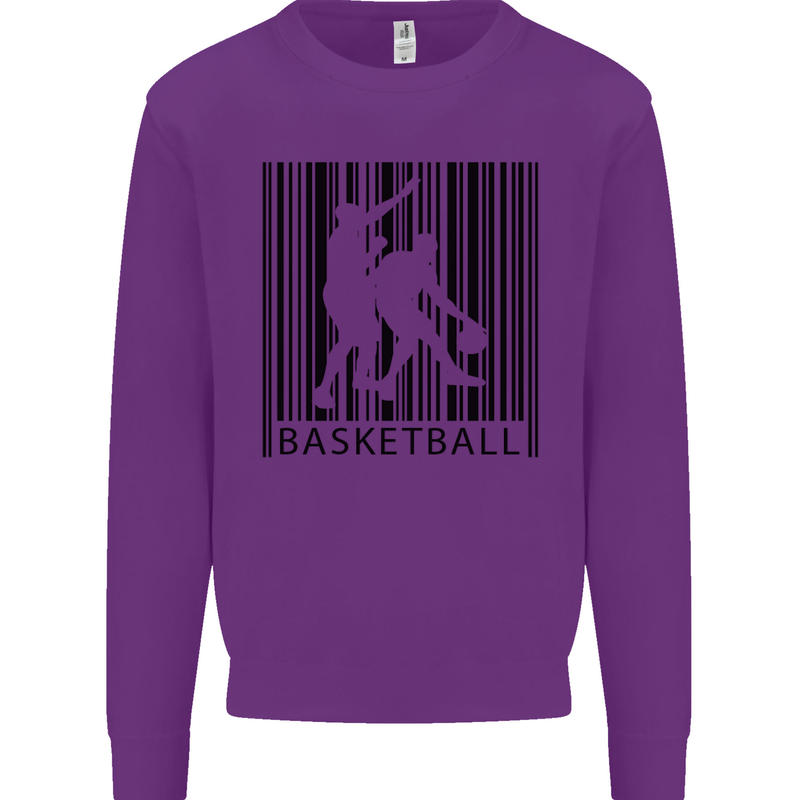 Basketball Barcode Player Kids Sweatshirt Jumper Purple