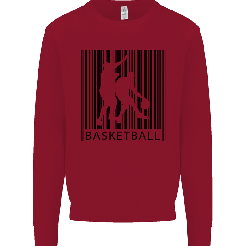 Basketball Barcode Player Kids Sweatshirt Jumper Red