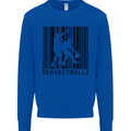 Basketball Barcode Player Kids Sweatshirt Jumper Royal Blue