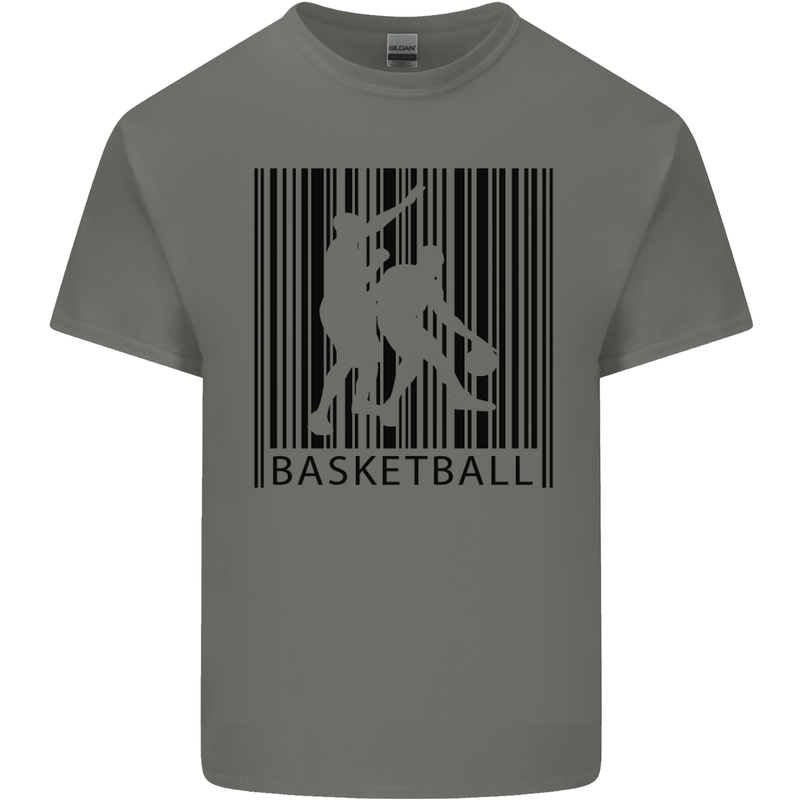 Basketball Barcode Player Kids T-Shirt Childrens Charcoal