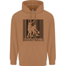 Basketball Barcode Player Mens 80% Cotton Hoodie Caramel Latte