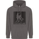 Basketball Barcode Player Mens 80% Cotton Hoodie Charcoal