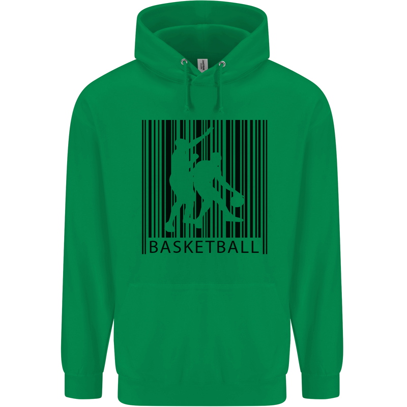 Basketball Barcode Player Mens 80% Cotton Hoodie Irish Green