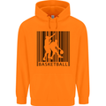Basketball Barcode Player Mens 80% Cotton Hoodie Orange