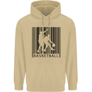 Basketball Barcode Player Mens 80% Cotton Hoodie Sand