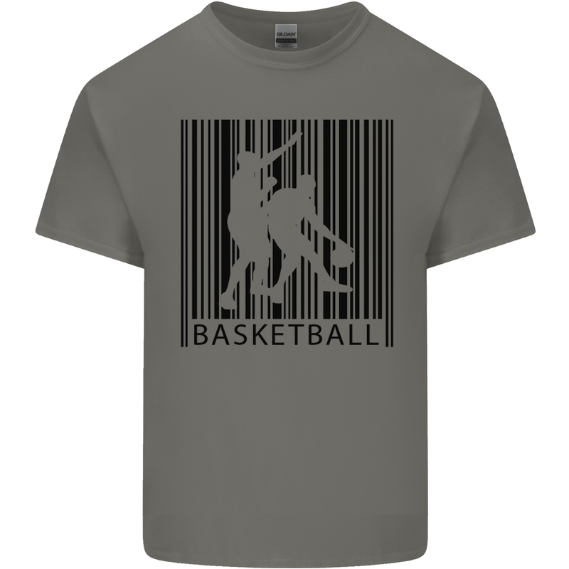 Basketball Barcode Player Mens Cotton T-Shirt Tee Top Charcoal