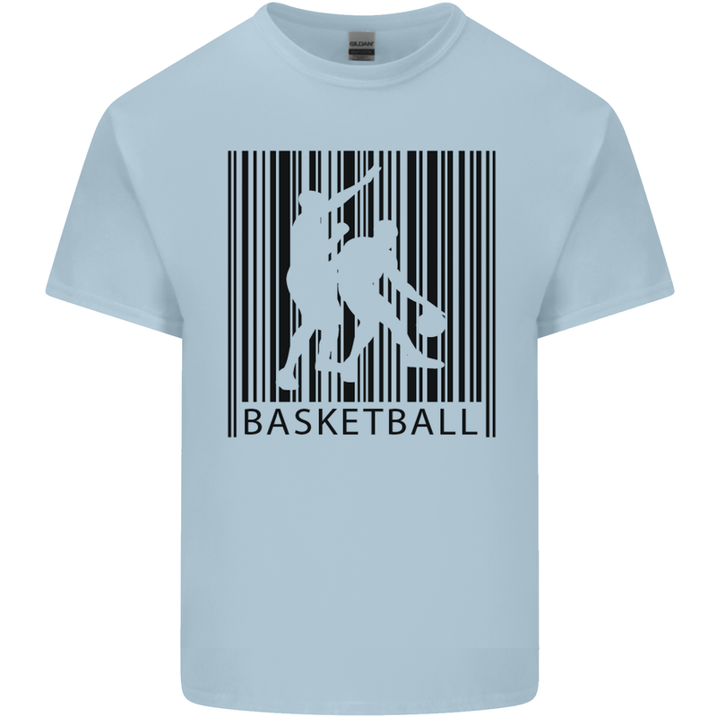 Basketball Barcode Player Mens Cotton T-Shirt Tee Top Light Blue