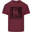 Basketball Barcode Player Mens Cotton T-Shirt Tee Top Maroon