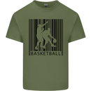 Basketball Barcode Player Mens Cotton T-Shirt Tee Top Military Green