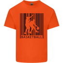 Basketball Barcode Player Mens Cotton T-Shirt Tee Top Orange