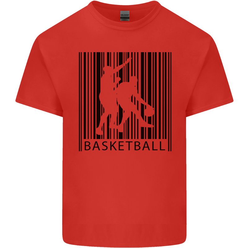 Basketball Barcode Player Mens Cotton T-Shirt Tee Top Red