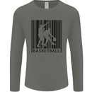 Basketball Barcode Player Mens Long Sleeve T-Shirt Charcoal