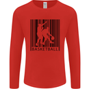 Basketball Barcode Player Mens Long Sleeve T-Shirt Red