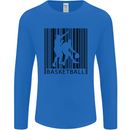 Basketball Barcode Player Mens Long Sleeve T-Shirt Royal Blue