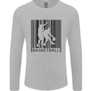 Basketball Barcode Player Mens Long Sleeve T-Shirt Sports Grey