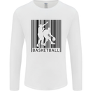 Basketball Barcode Player Mens Long Sleeve T-Shirt White