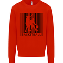 Basketball Barcode Player Mens Sweatshirt Jumper Bright Red