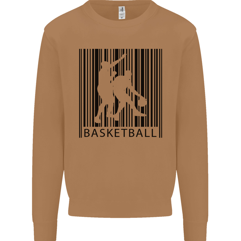 Basketball Barcode Player Mens Sweatshirt Jumper Caramel Latte