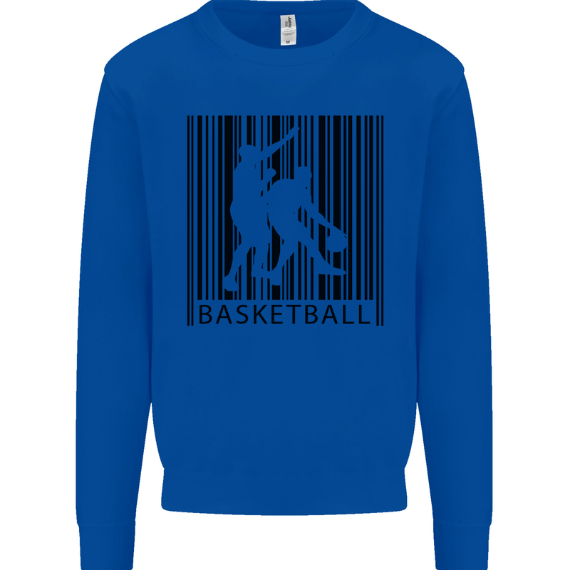 Basketball Barcode Player Mens Sweatshirt Jumper Royal Blue