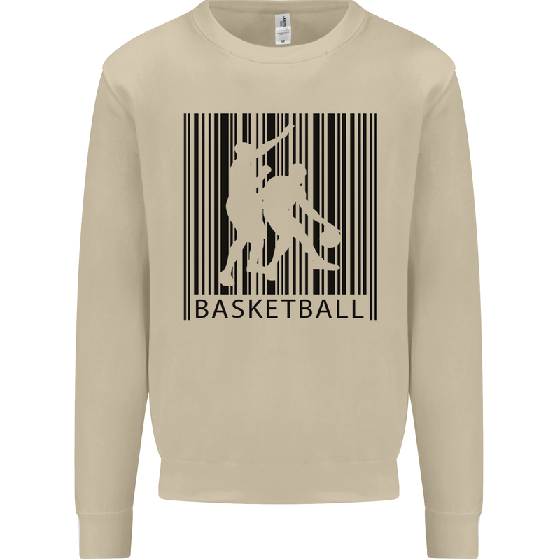 Basketball Barcode Player Mens Sweatshirt Jumper Sand