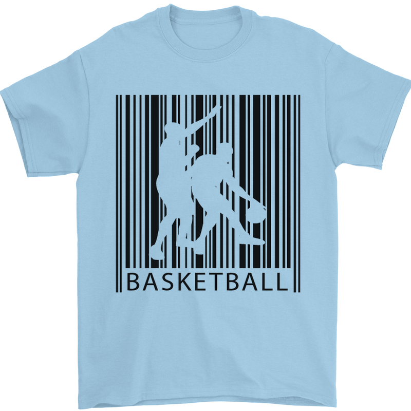 Basketball Barcode Player Mens T-Shirt Cotton Gildan Light Blue