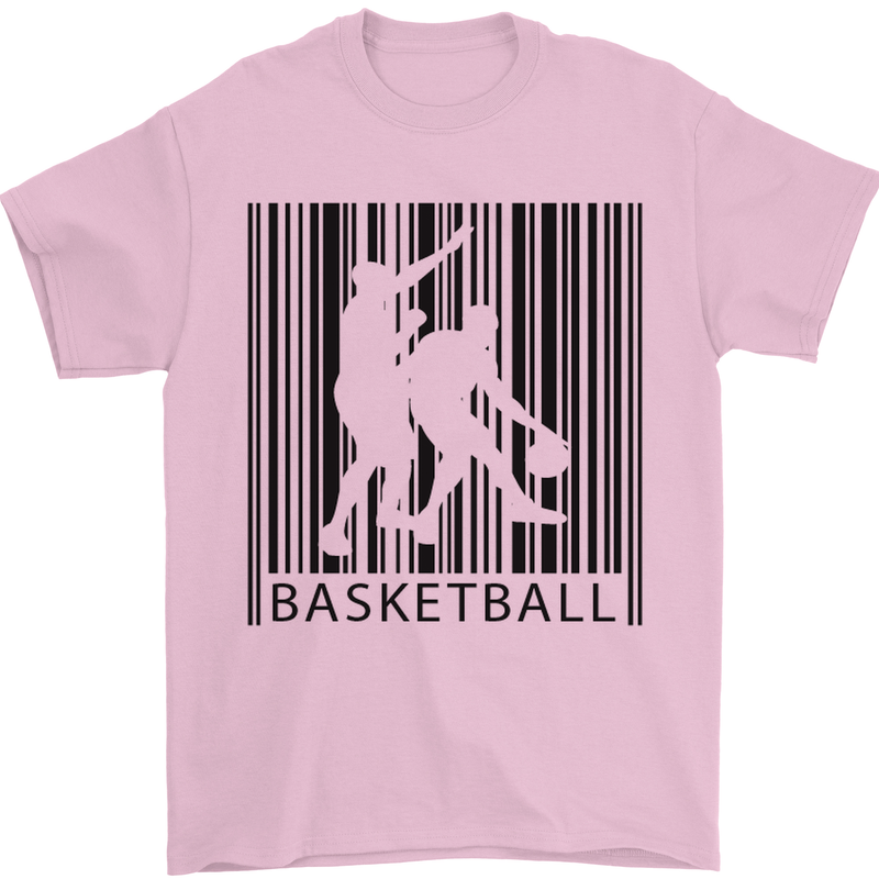Basketball Barcode Player Mens T-Shirt Cotton Gildan Light Pink