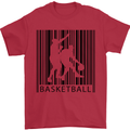 Basketball Barcode Player Mens T-Shirt Cotton Gildan Red
