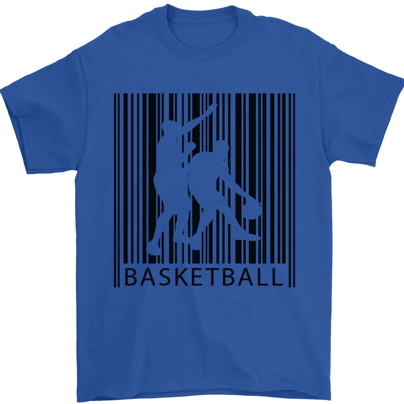 Basketball Barcode Player Mens T-Shirt Cotton Gildan Royal Blue