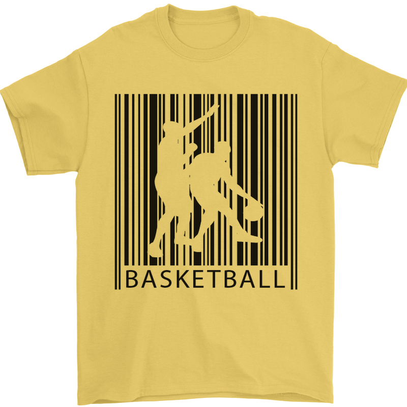 Basketball Barcode Player Mens T-Shirt Cotton Gildan Yellow