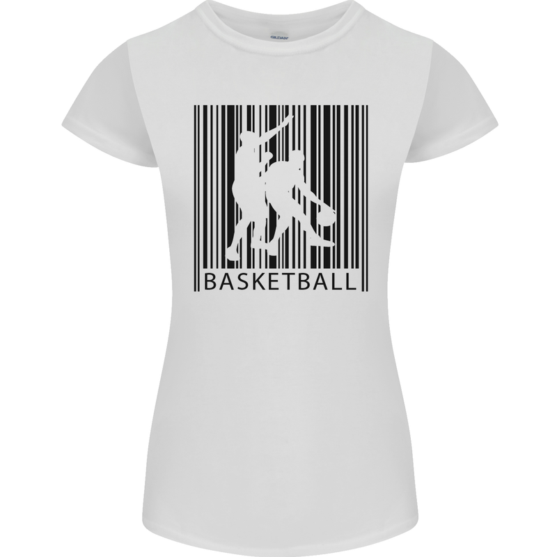 Basketball Barcode Player Womens Petite Cut T-Shirt White