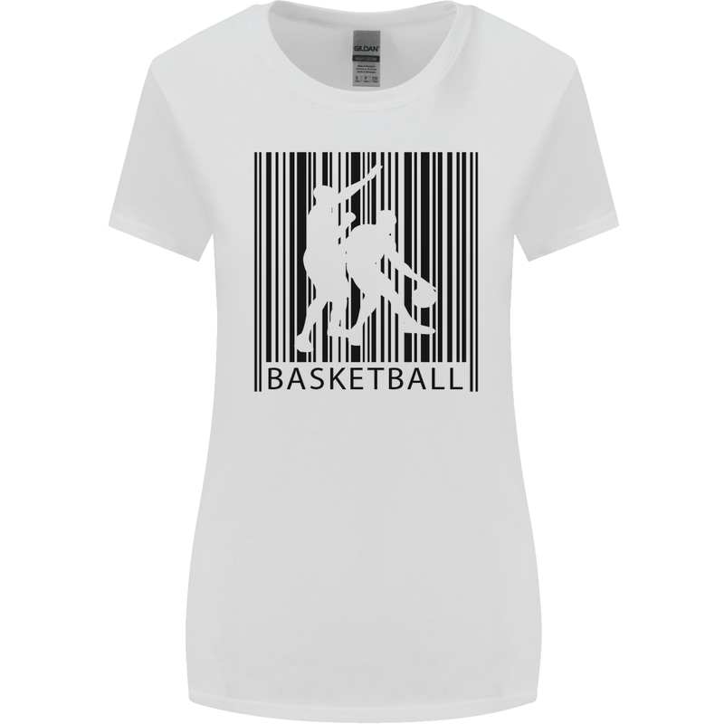 Basketball Barcode Player Womens Wider Cut T-Shirt White