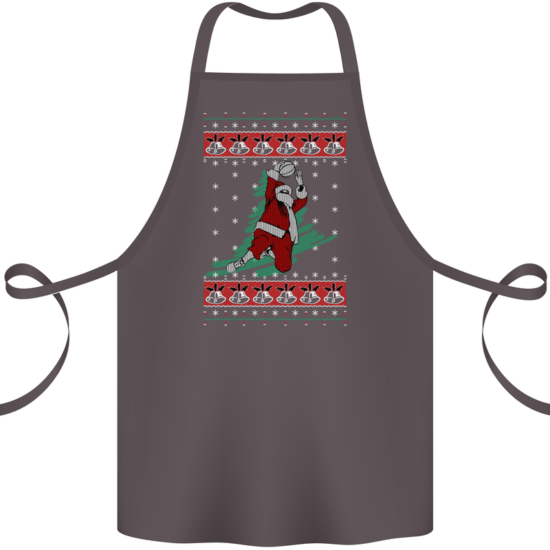 Basketball Santa Player Christmas Funny Cotton Apron 100% Organic Dark Grey