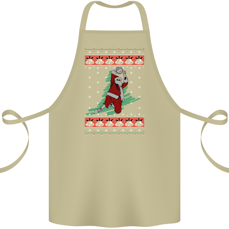 Basketball Santa Player Christmas Funny Cotton Apron 100% Organic Khaki