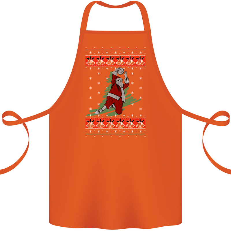 Basketball Santa Player Christmas Funny Cotton Apron 100% Organic Orange