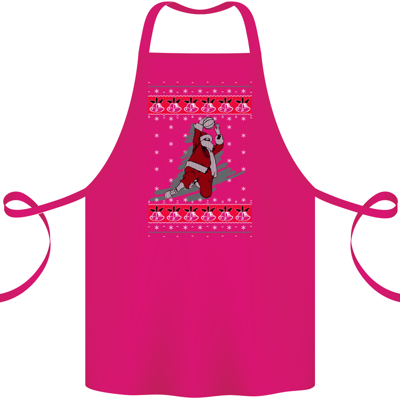 Basketball Santa Player Christmas Funny Cotton Apron 100% Organic Pink