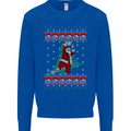 Basketball Santa Player Christmas Funny Kids Sweatshirt Jumper Royal Blue