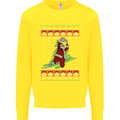 Basketball Santa Player Christmas Funny Kids Sweatshirt Jumper Yellow