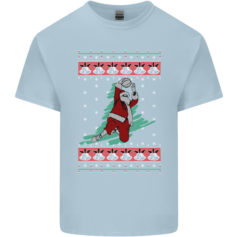 Basketball Santa Player Christmas Funny Kids T-Shirt Childrens Light Blue
